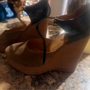 Chloe Black and Brown Wedge Shoes